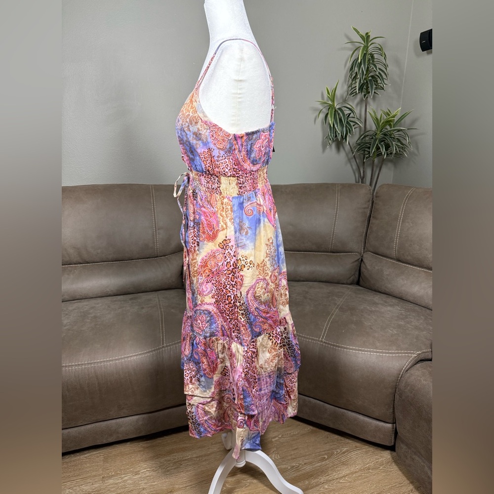 NWT Chaudry KC Anthropologie Leopard Paisley Watercolor Dress Sz M Spring Summer - Picture 5 of 16